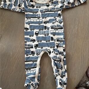 Kids One Piece with Vehicle Print - Blue and White
